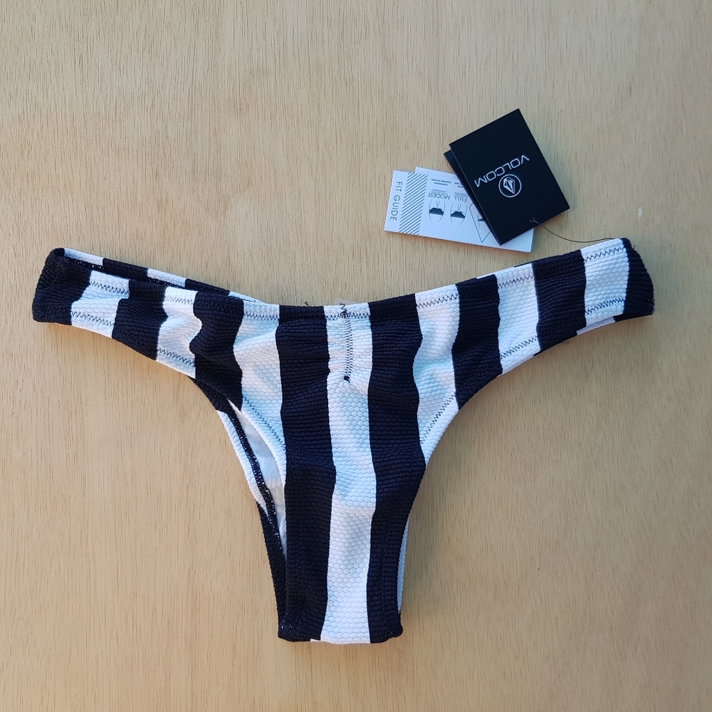 Volcom Stripe Club V Bikiny Bottom, size S, b&w